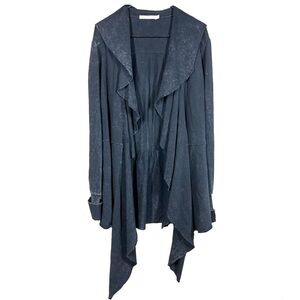 Testimony LA Black Distressed Style Open Front Stretch Cardigan Jacket Size S